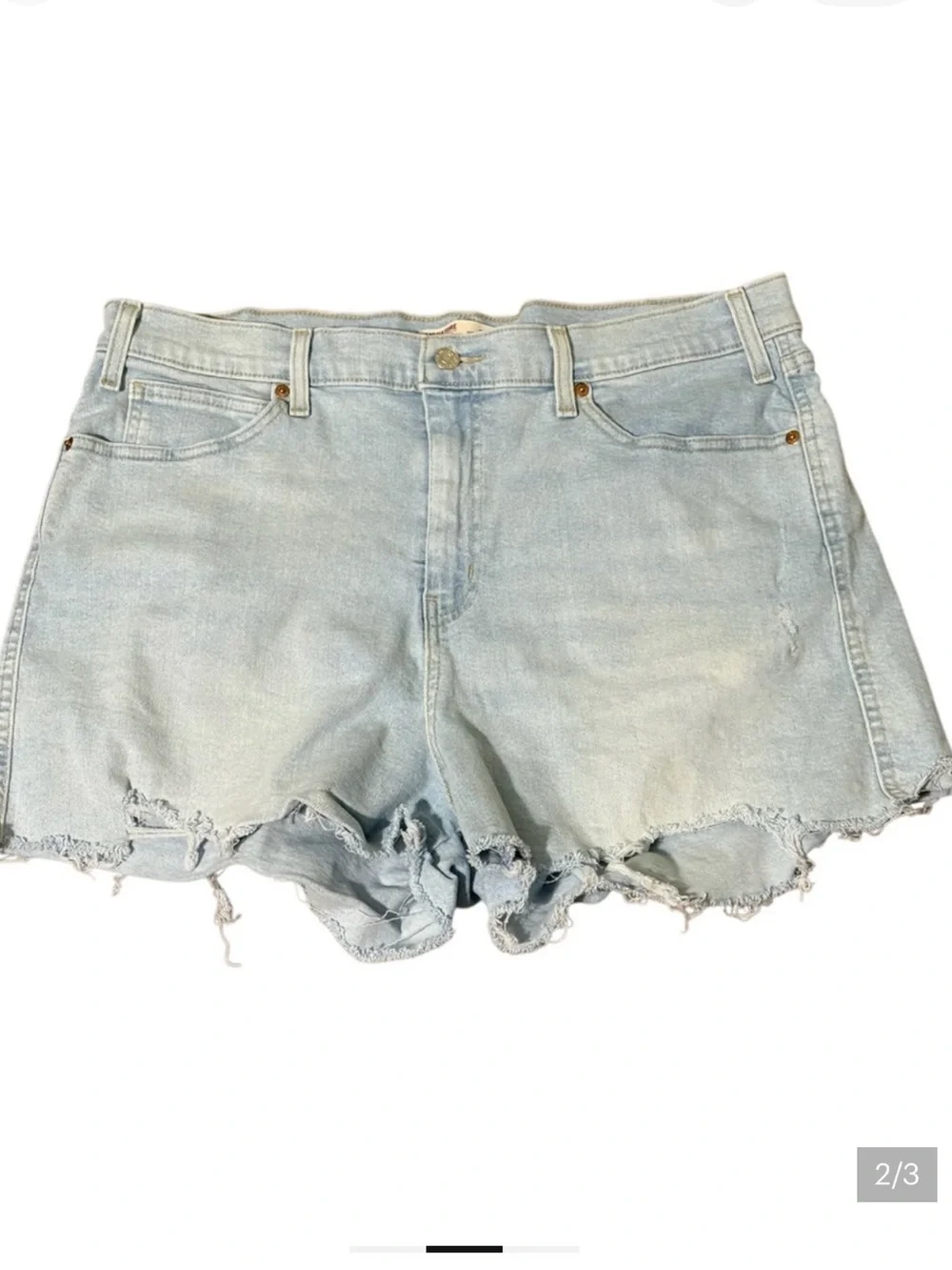 Signature by Levi Strauss Denim Shorts 18W Light Wash Frayed Raw Hem